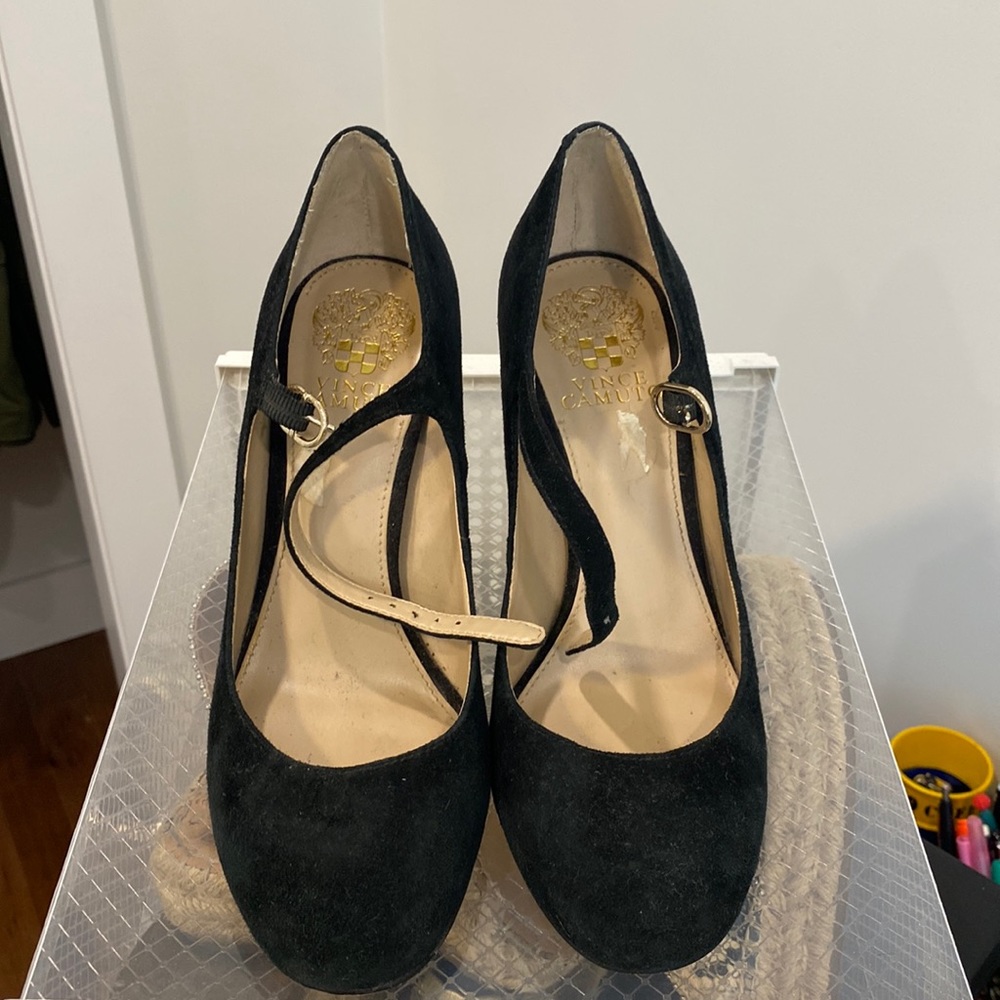Vince Camuto Suede Closed Toe Block Heel